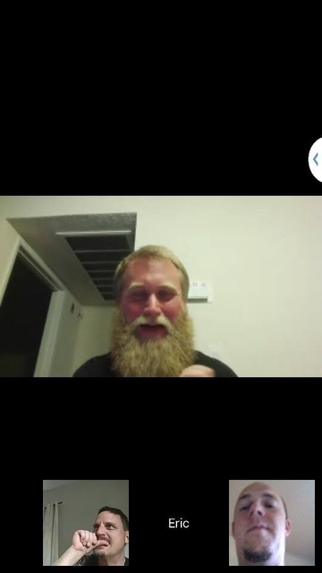 me with a lot of hair and beard and my two other homies on probably an old google hangout call
