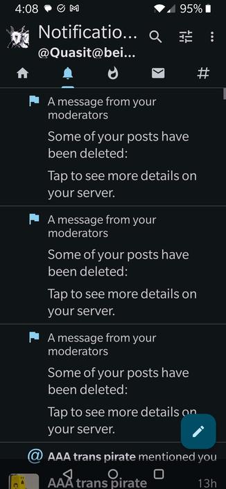 Three censorship warnings from the moderator of Beige.party.