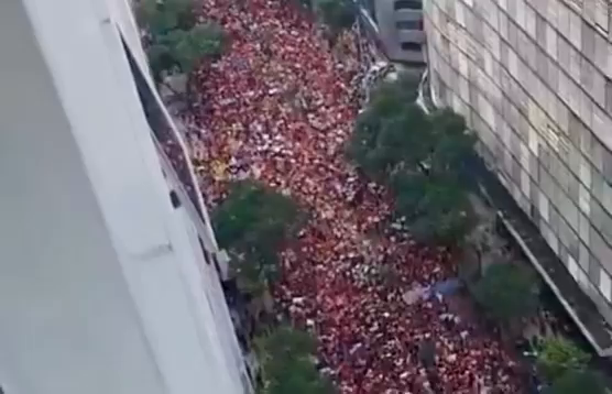 Overhead shot of enormous pro-Lula rally in Brazile