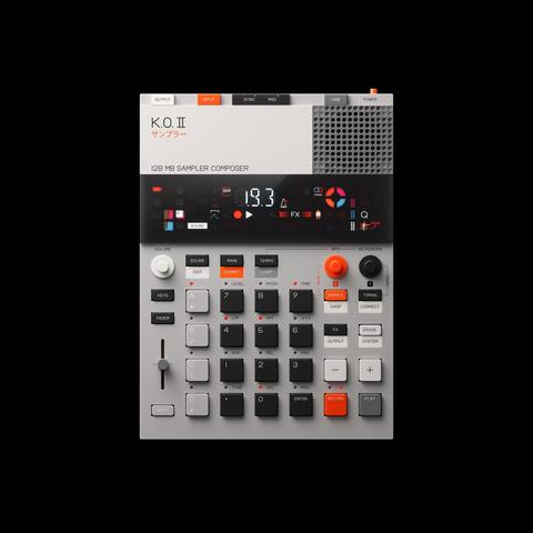 A photograph of a Teenage Engineering EP–133 K.O. II sampler.