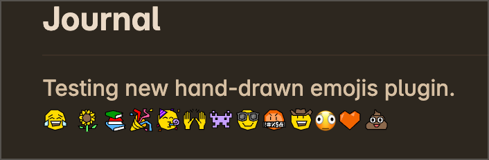 Screenshot of a journal page in Obsidian. Showing examples of 13 hand-drawn emojis.