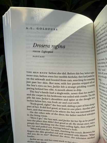 The first page of my included story, "Drosera regina."