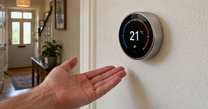 A fake thermostat on a wall