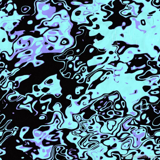 “Benny Lava” features swirling geometric forms in slate blue