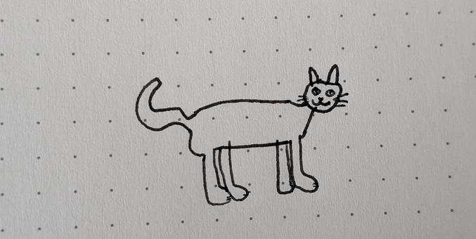 Crudely draw line art of a cat