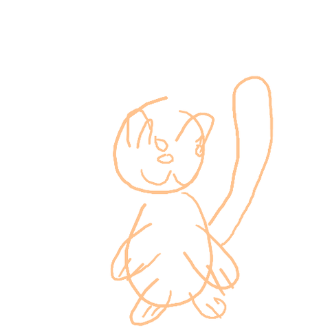 A terrible line drawing of a cat, if one can even call it that.