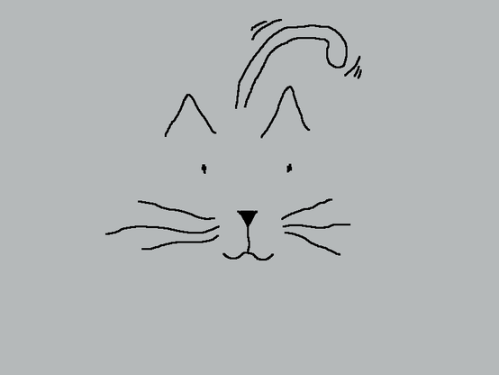 Black line-art minimalistic drawing of a cat done with the touch pad