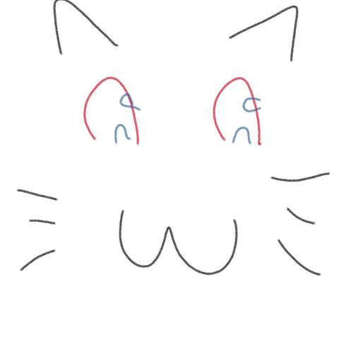 A crude cat face but the eyes looks like anong us character