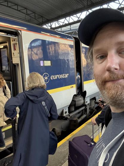 Selfie in front of a Eurostar train