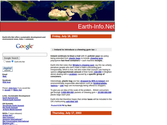 Screenshot of Matt Prescott in 2003