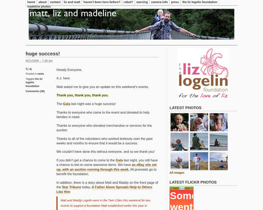 Screenshot of Matt, Liz and Madeline in 2009
