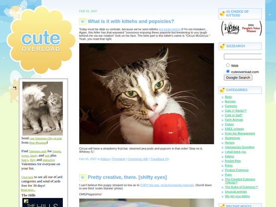 Screenshot of Cute Overload in 2007