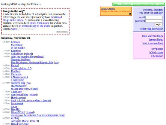 Screenshot of Blo.gs in 2002