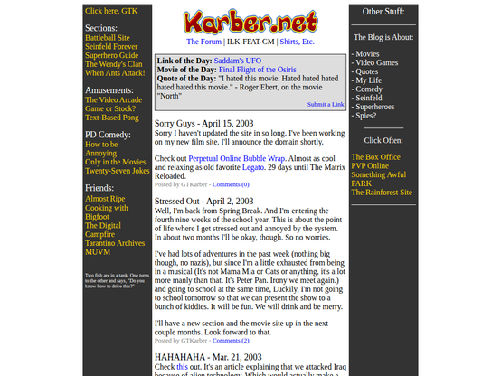 Screenshot of Gregory Karber in 2003