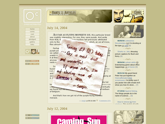 Screenshot of Overcaffeinated in 2004