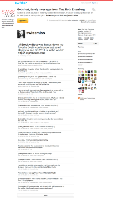 Screenshot of Tina Roth Eisenberg on Twitter in 2011
