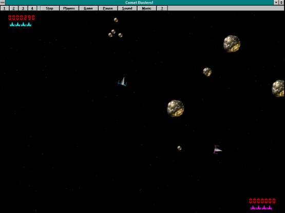 An asteroids clone running in windows 3.1