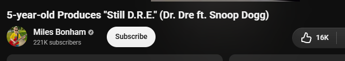 youtube vid: "5-year-old produces "Still DRE)