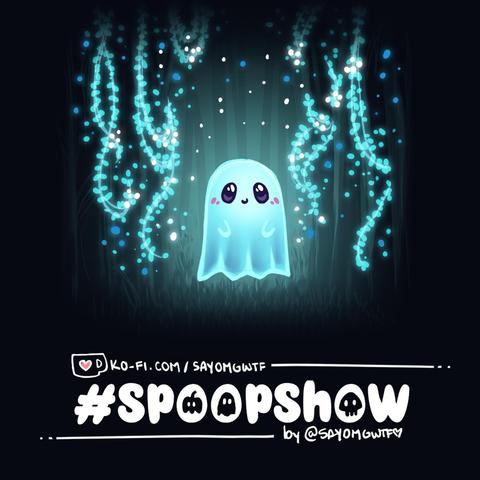 #SpoopShow doodle! Little ghostie, big blue glow. A lil spoop bringing blue magic to the dark, lighting up the enchanted forest all around it!