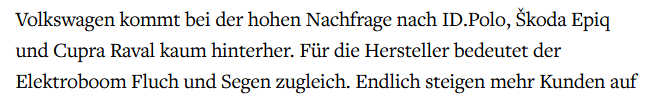 Volkswagen kommt bei der hohen Nachfrage nach ID.Polo, Škoda Epiq und Cupra Raval kaum hinterher. Für die Hersteller bedeutet der Elektroboom Fluch und Segen zugleich.