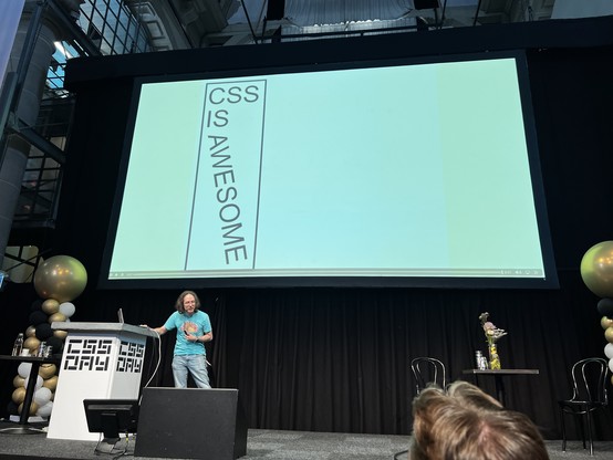 The CSS IS AWESOME meme … but the text rotates as the box becomes more narrow 😅