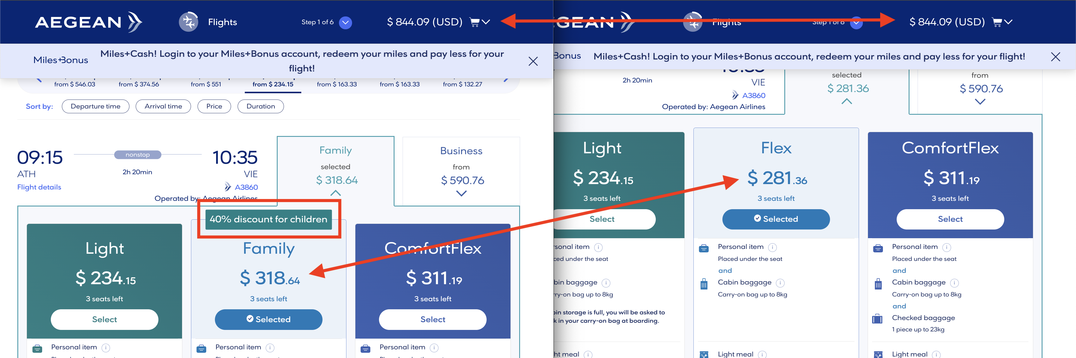 Screenshot showing the inflated fare and the "40% off" claim