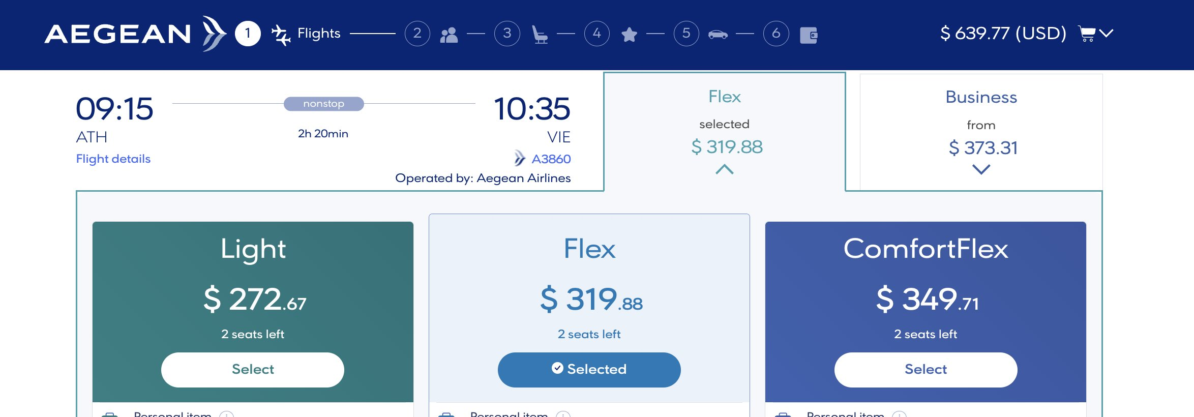 Flex pricing screenshot