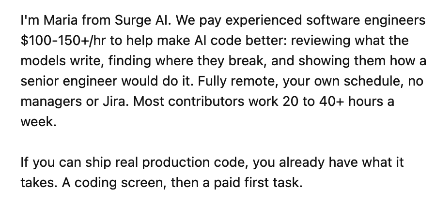 A horrible scammy "job" ad in my DMs about training AI for a pennies.