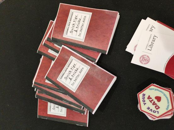 A pile of zines titled Quick tips and tricks for better data, by Cornell university 