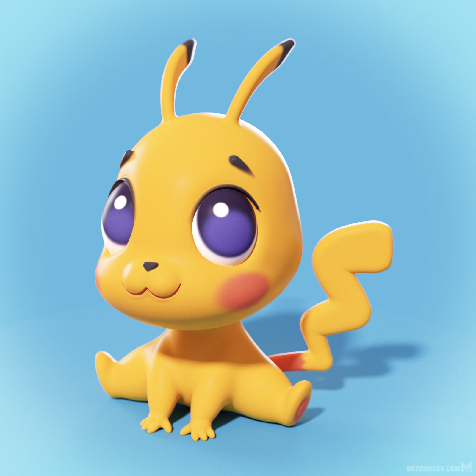 A cute 3D baby Pikachu.