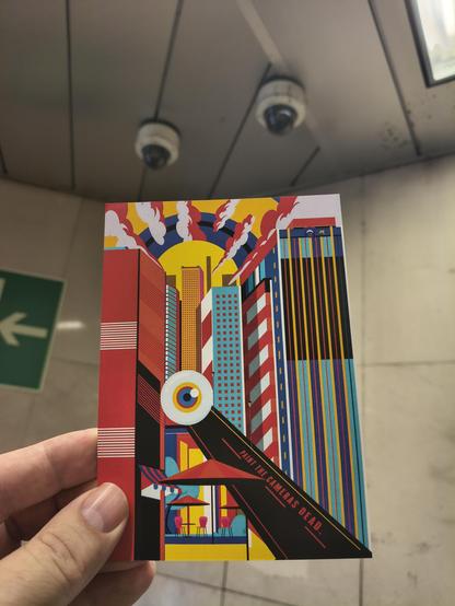 Post card and in the back 2 real cameras from Prague
