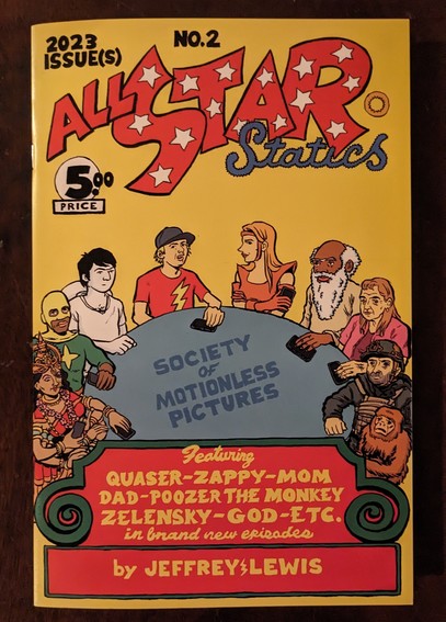 All Star Statics #2, with characters sitting around circular table