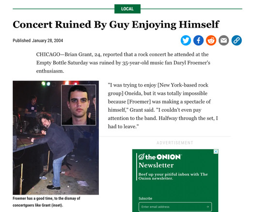 Concert Ruined By Guy Enjoying Himself headline cap