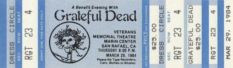 ticket for Grateful Dead in San Rafael