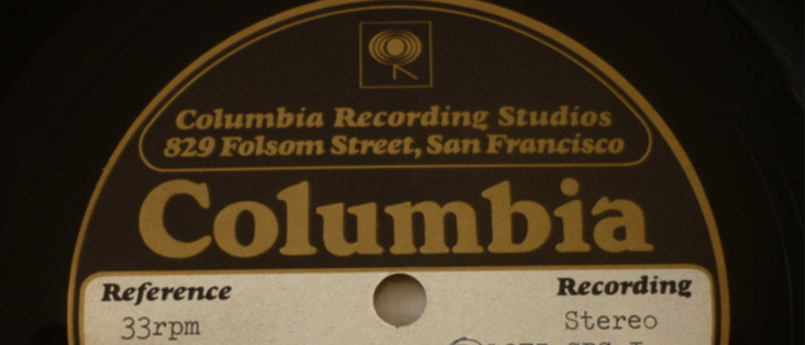 acetate from Columbia Recording Studios