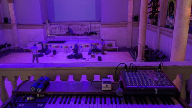 keyboard overlooking venue floor