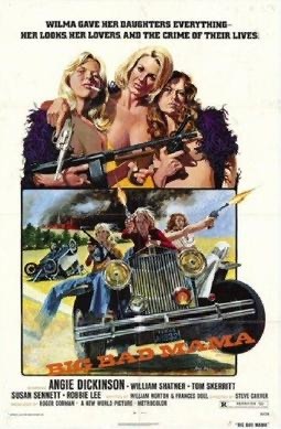 poster for Big Bad Mama, women shooting guns from moving car