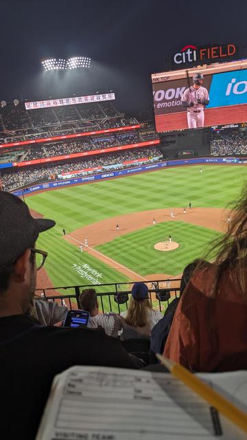 baseball field and scorecard