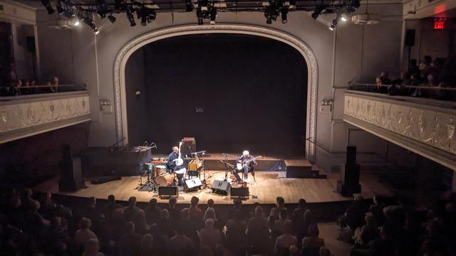 Ismaily and Ribot onstage in auditorium