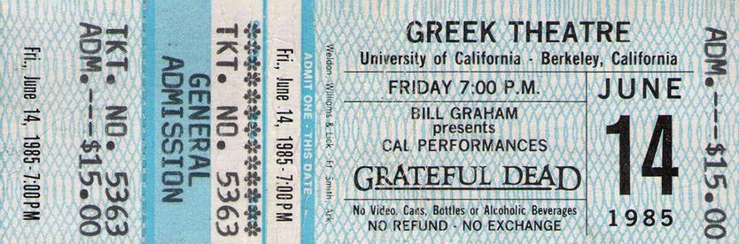 ticket for Grateful Dead at Greek Theatre