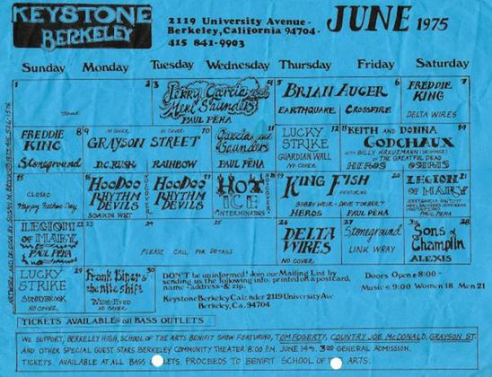Keystone Berkeley calendar for June 1975