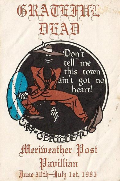 Grateful Dead sticker, with Shakedown Street guy, Don't tell me this town ain't got no heart, Merriweather Post Pavilion, June 30th-July 1st