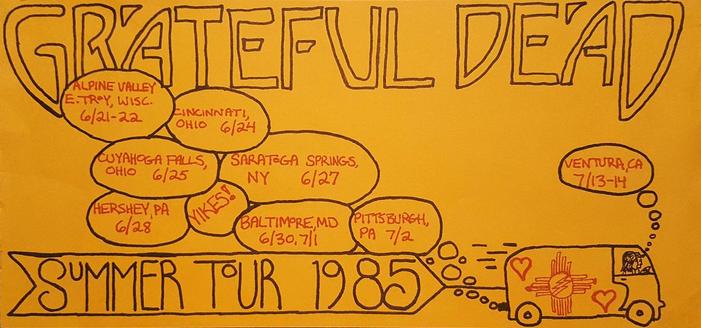 fan made art depicting Grateful Dead's east coast Summer Tour 1984