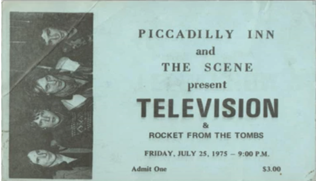 ticket for Television at Piccadilly Inn