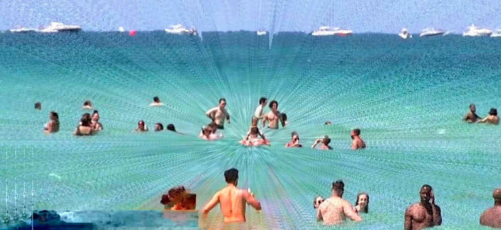 glitchy waders in a glitchy ocean