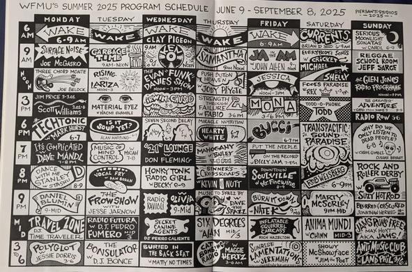 wfmu schedule, hand drawn