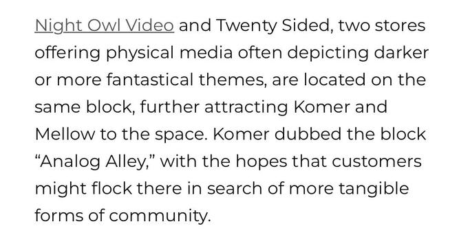 quote from linked article dubbing block Analog Alley