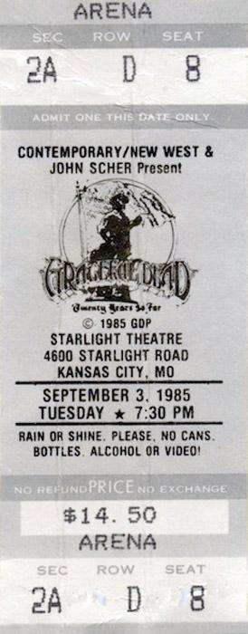 mail order ticket for Grateful Dead at Starlight Theatre