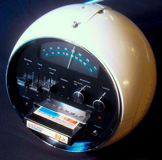 vintage bubble radio with 8 track cartridge