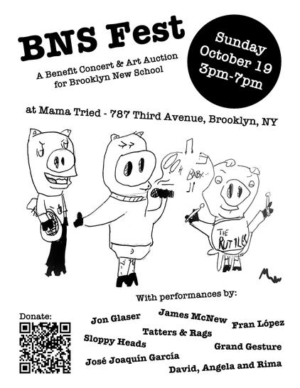flyer for BNS Fest, Sunday October 19 3pm-7pm with Jon Glaser, James McNew, Fran Lopez, Sloppy Heads, Tatters & Rags, Grand Gesture, Jose Joaquin Garcia, David Angel and Rima